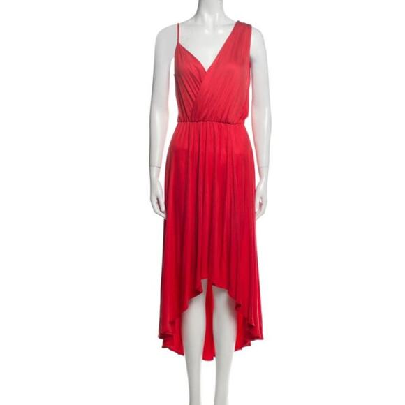 Rebecca Minkoff Silk Red Midi Dress Flowy Shoulder Sexy Vampire Slip Date Night - Picture 1 of 7